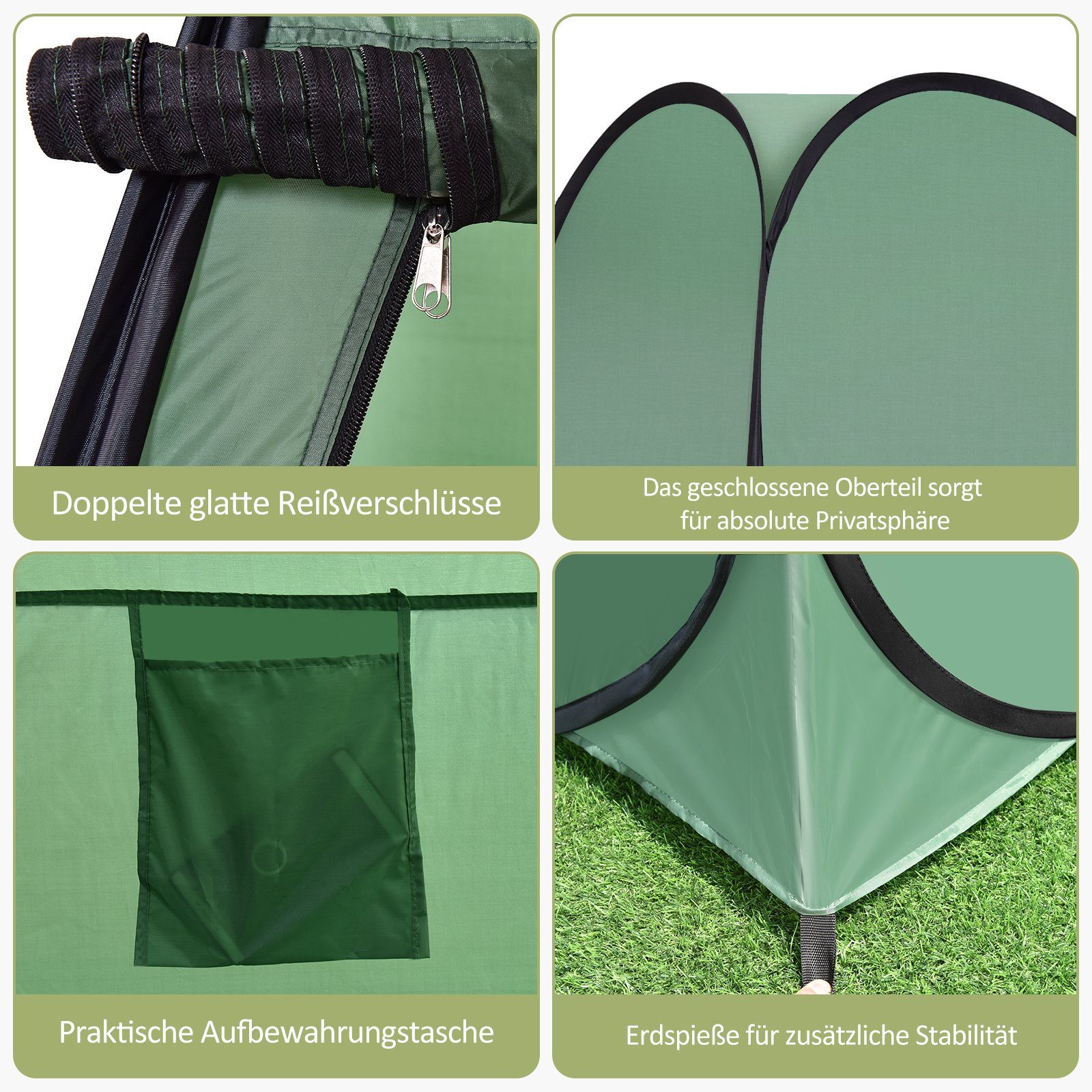 COSTWAY Faltzelt Umkleidezelt Camping Duschzelt, Personen: 1, Pop Up mit Tasche, Wurfzelt mit Innentasche
