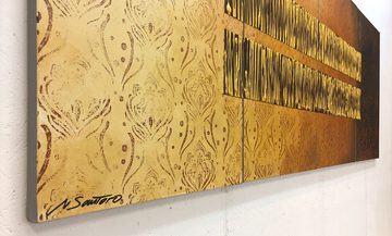 WandbilderXXL Gemälde Gold Rain 200 x 80 cm, Abstraktes Gemälde, handgemaltes Unikat