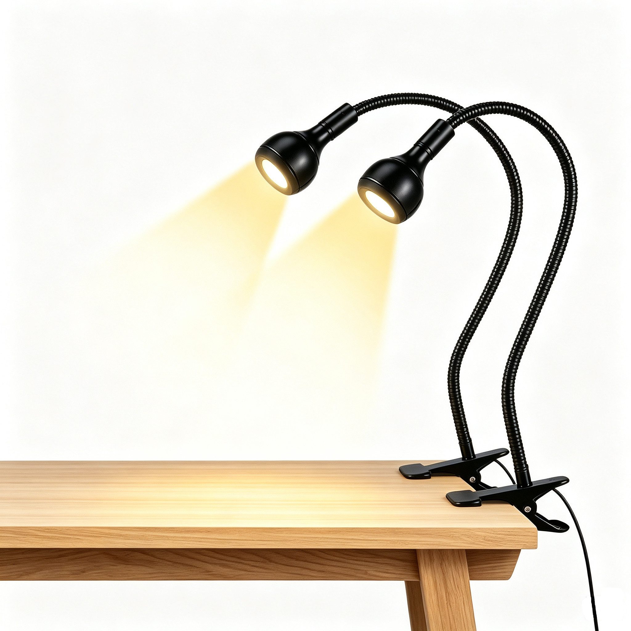 Rosnek LED Klemmtischleuchte LED-Leselicht, Clip-on Schreibtischlampe, USB, Augenschutz, Warmweißes Licht, Warmes Weiß, Weiße, 360° flexibel Schwanenhals