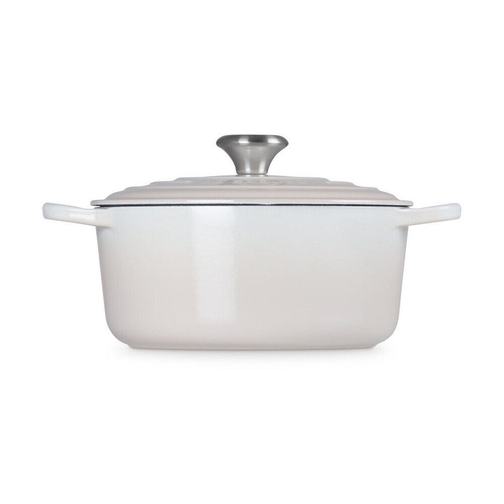 LE CREUSET Bräter Bräter mit Deckel 24 cm Signature Meringue, Emailliertes Gusseisen, Schmortopf, Cocotte, Bratentopf, ca. 4-5 Personen, Ø24cm, Gusseisen