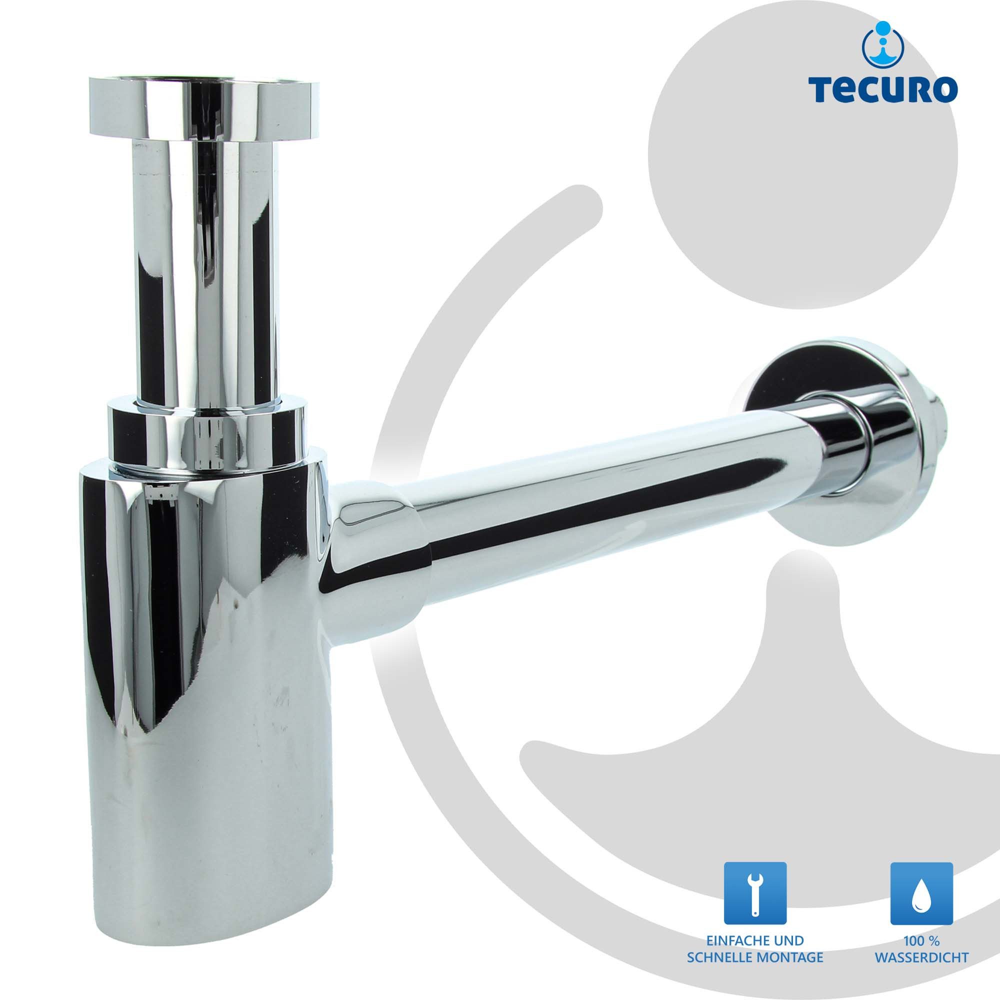 tecuro Siphon DESIGN ovaler Flaschensiphon Rohrgeruchsverschluss