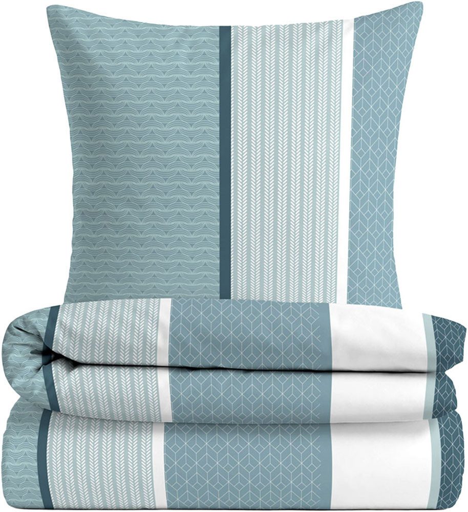 Castell - Markenbettwäsche Bettwäsche 0350386 Polycotton-Biber Bettwäsche 69% Baumwolle, 31% Polyester, Polycotton, 2 teilig, wärmend weich, Reißverschluss, Winterbettwäsche, Streifen