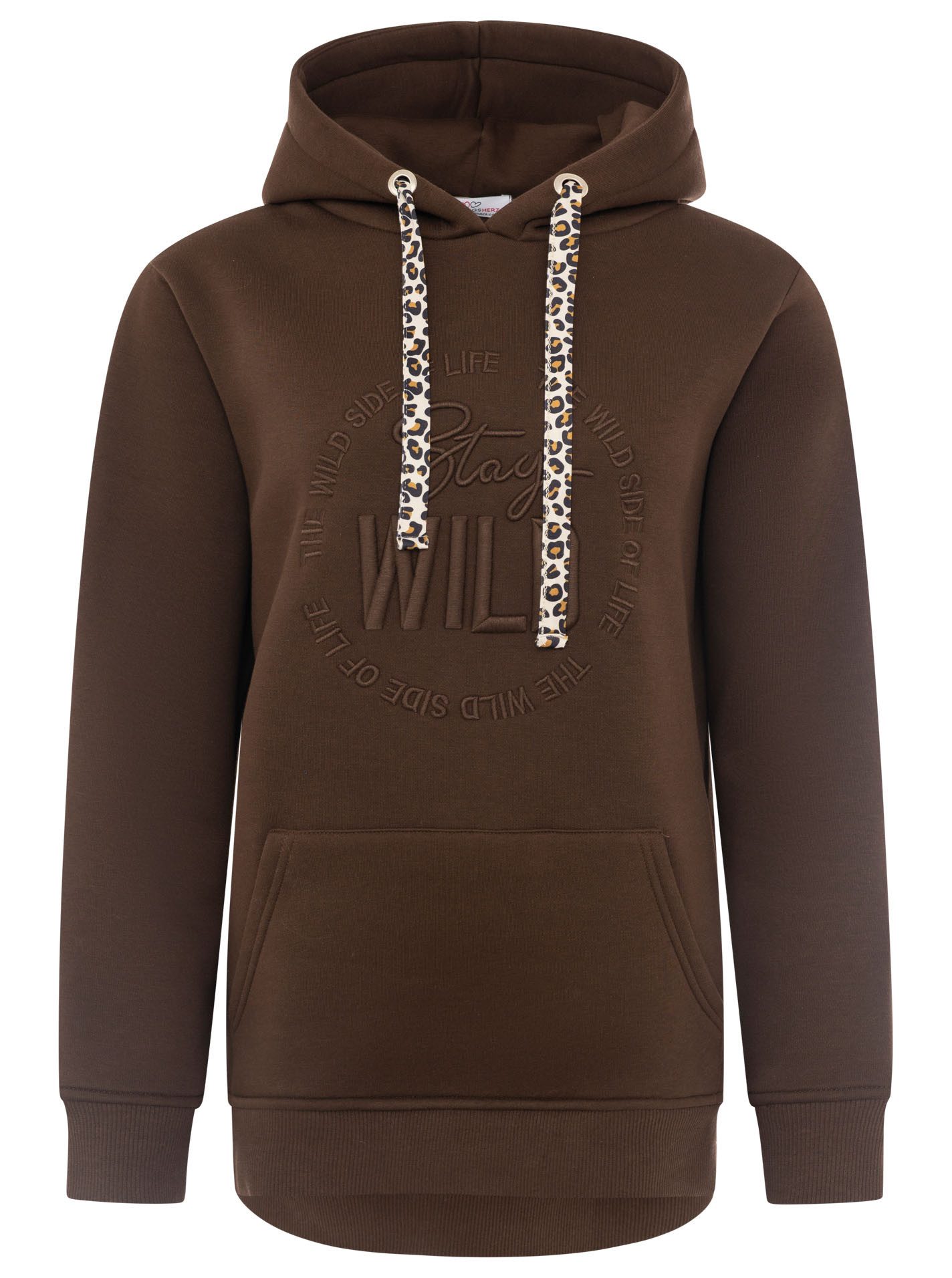 Zwillingsherz Hoodie "Nelina" mit Leo Band und schlichter Stickerei "Stay Wild", Kapuze