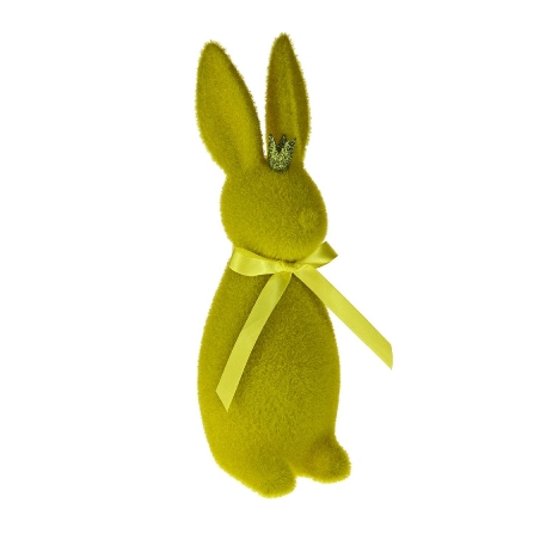 Macosa Home Osterhase mit Krone beflockt Magenta, Grün, Lila od. Orange 29 cm (Figur Dekohase Dekofigur Ostern Аксессуары для дома Tischdeko), Kunststoff Dekohase Hase Skulptur Oster-Deko Osterdekoration