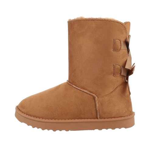 Ital-Design Damen Snowboots Freizeit Snowboots Flach Flache Stiefeletten in Camel