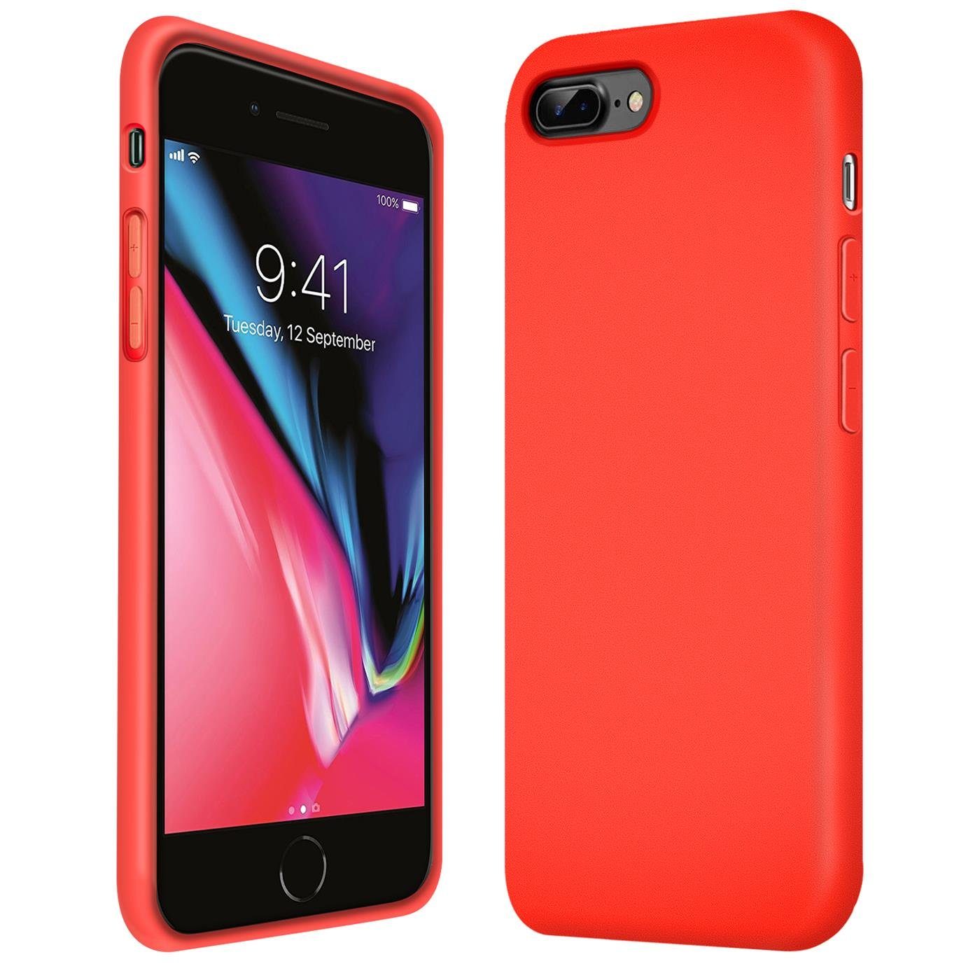 CoolGadget Handyhülle Silikon Case für das iPhone 7 Plus / 8 Plus Slim TPU Cover 5,5 Zoll, Weiche Schutz Hülle mit Innen Fleece aus Stoff Handy Tasche