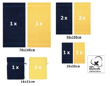 Betz Handtuch Set 10-TLG. Handtuch-Set Classic, 100% Baumwolle, (Set, 10-tlg), Farbe gelb und dunkelblau