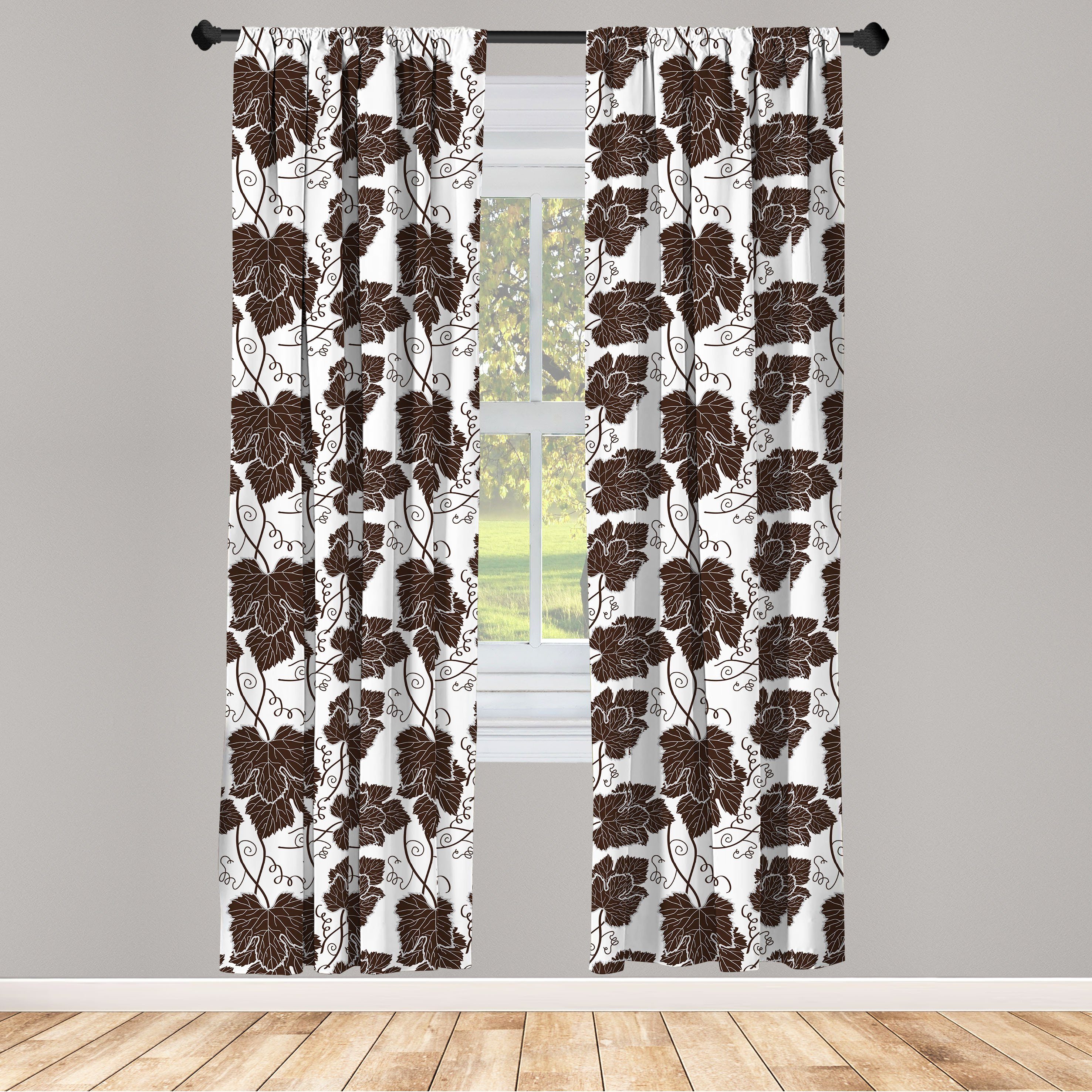 Gardine Vorhang für Wohnzimmer Schlafzimmer Dekor, Abakuhaus, Microfaser, Blätter Detaillierte Blätter Locken Stalk