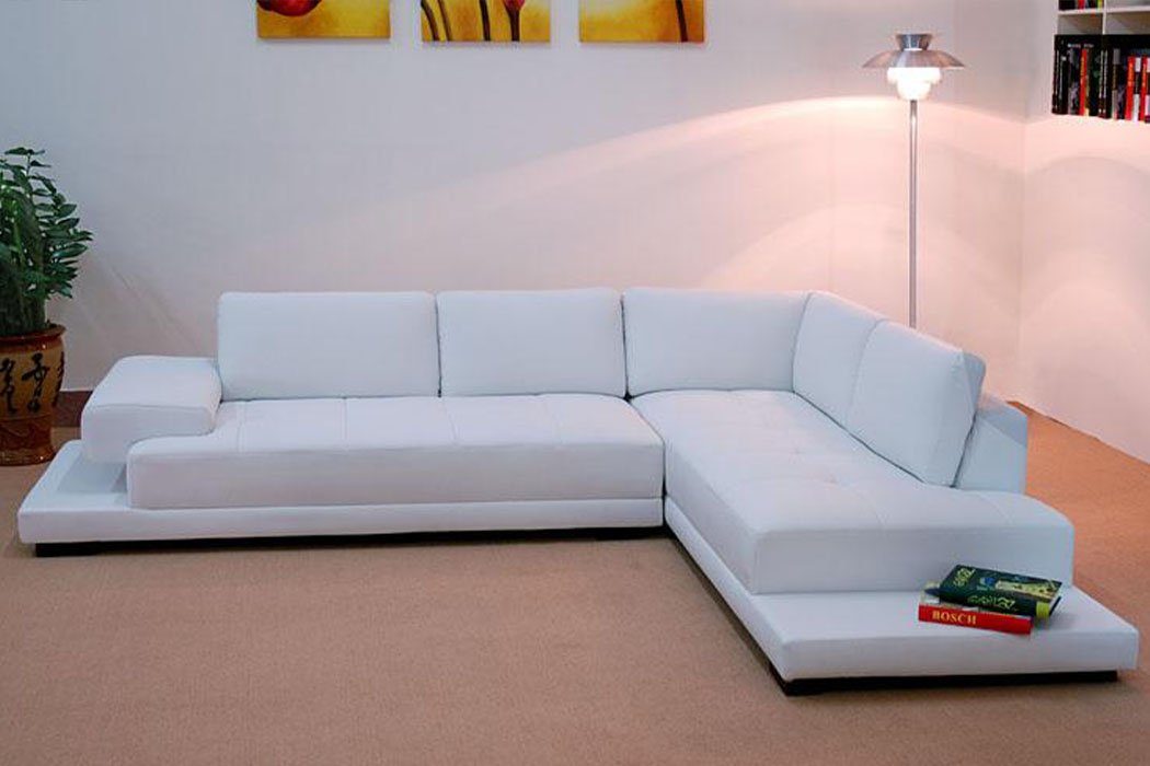 Ecksofa Made Ecksofa Europe JVmoebel Garnitur, Sofa in Leder Polster Wohnlandschaft Eck Couch Sitz Weiß
