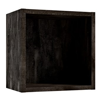 Lomadox Badmöbel-Set MESSINA-107, (Spar-Set, 0-St), Beton Dunkel und Trüffel Buche Nb. und Metallgriffen in schwarz