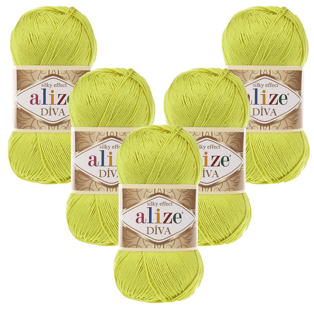 Alize 5 x ALIZE Diva Häkelwolle, 350 m, Spitze,Acrylgarn,Seideneffekt,Häkelkunst