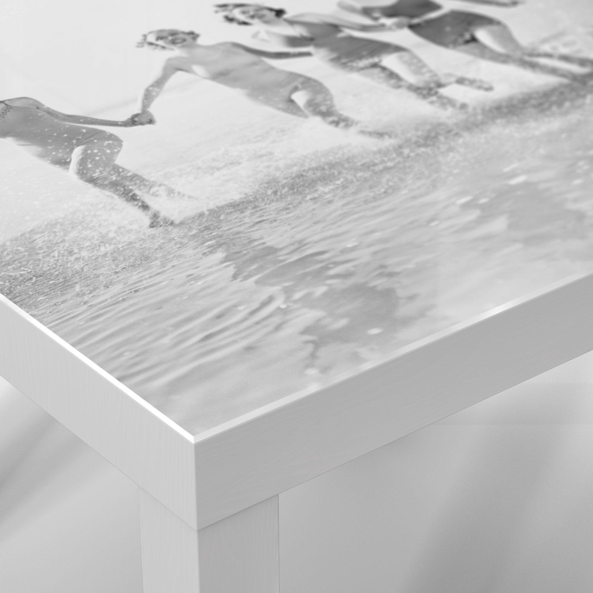 DEQORI Couchtisch 'Retro Badebekleidung', Glas Glastisch modern Beistelltisch Weiß