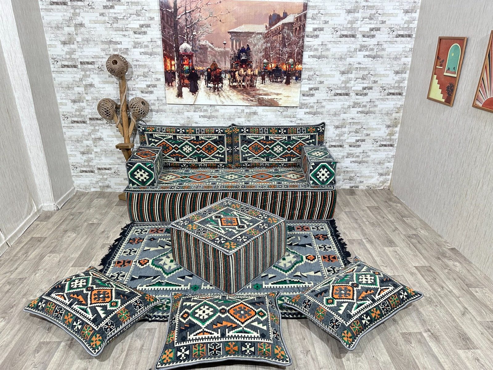 CaddeBuy Sofa Arabisches Majlis Sofa, Sitzecke, Sitzkissen, Orientalische Sofa, 10 Teile