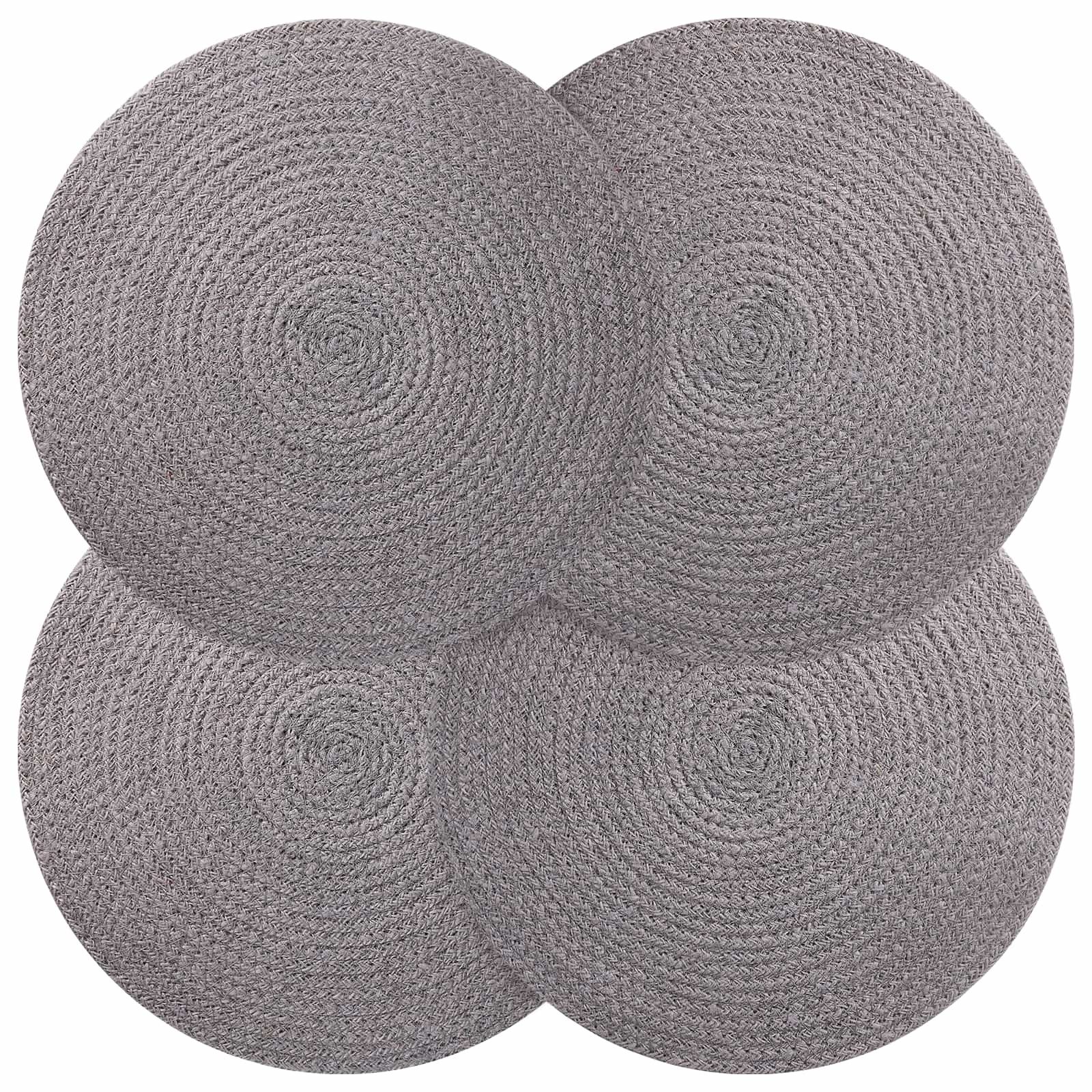 vidaXL Platzset Jute-Untersetzer 4 pcs Grau Ø 30 cm 100% Tossa-Jute, (4-St)