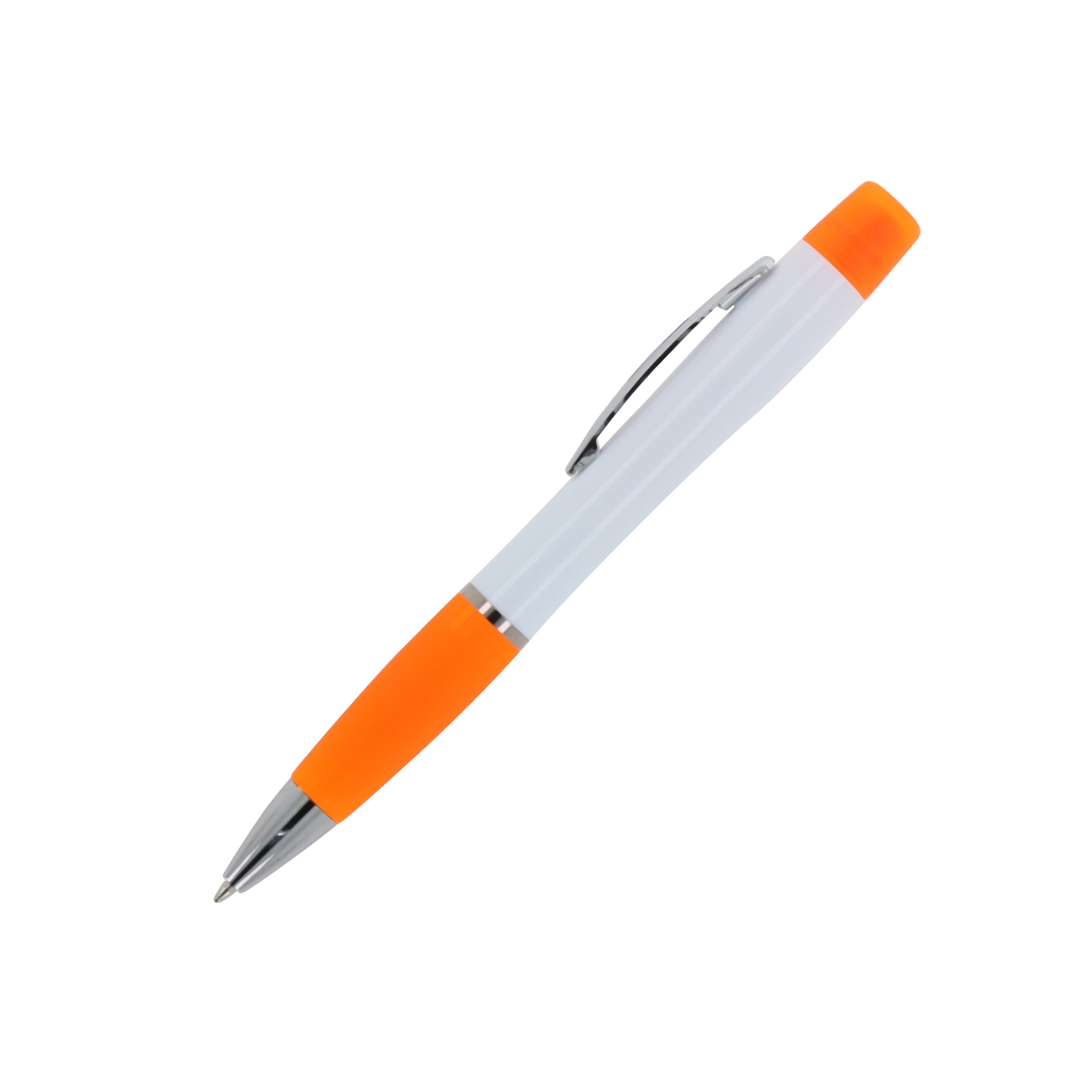 Kugelschreiber 5x Kugelschreiber / mit dreifarbigen Textmarker / Farbe: weiß-orange