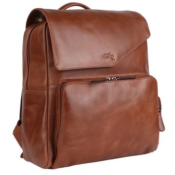 TUSC Rucksack Cygnus, Premium Rucksack aus Leder für Laptop bis 13,3 Zoll