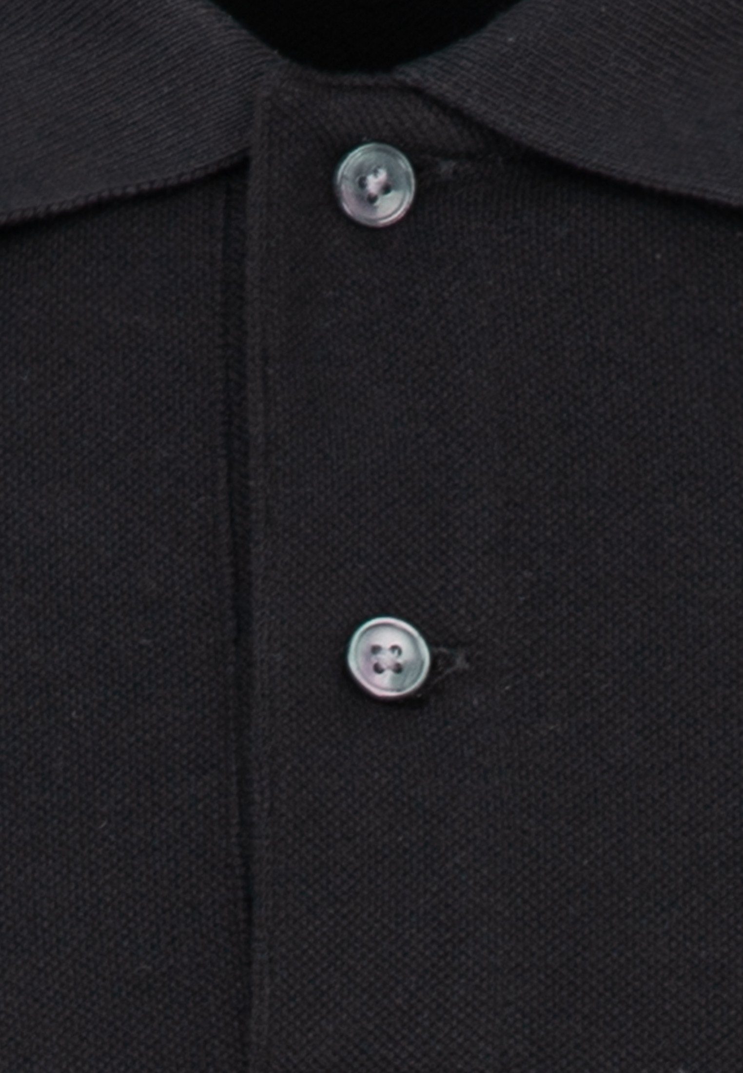 seidensticker Poloshirt Regular Langarm Kragen Schwarz Uni