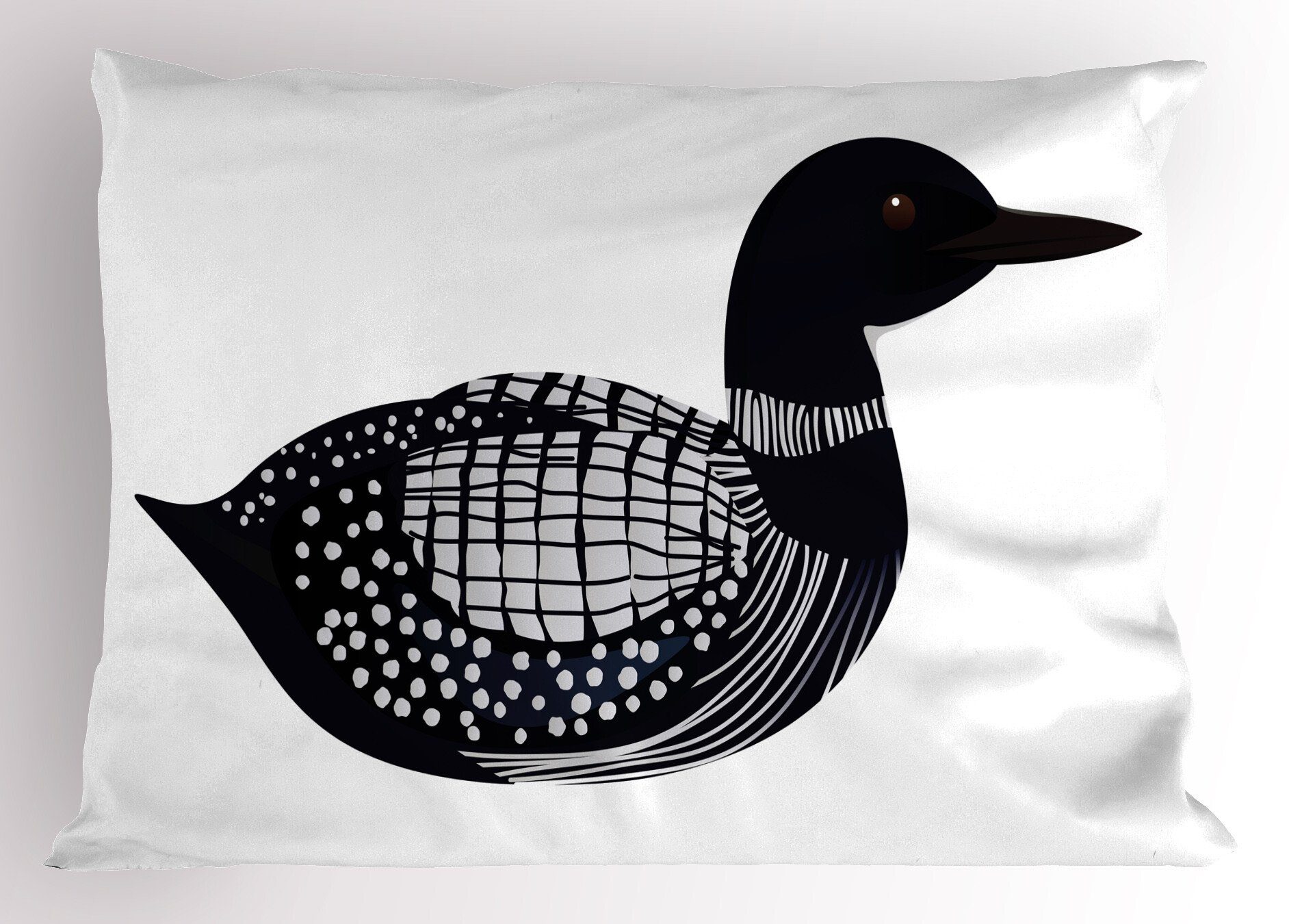 Motiven Gedruckter Standard Seetaucher Size Doodle Dekorativer Kissenbezüge Vogel gezeichneter Abakuhaus Stück), mit Kopfkissenbezug, (1