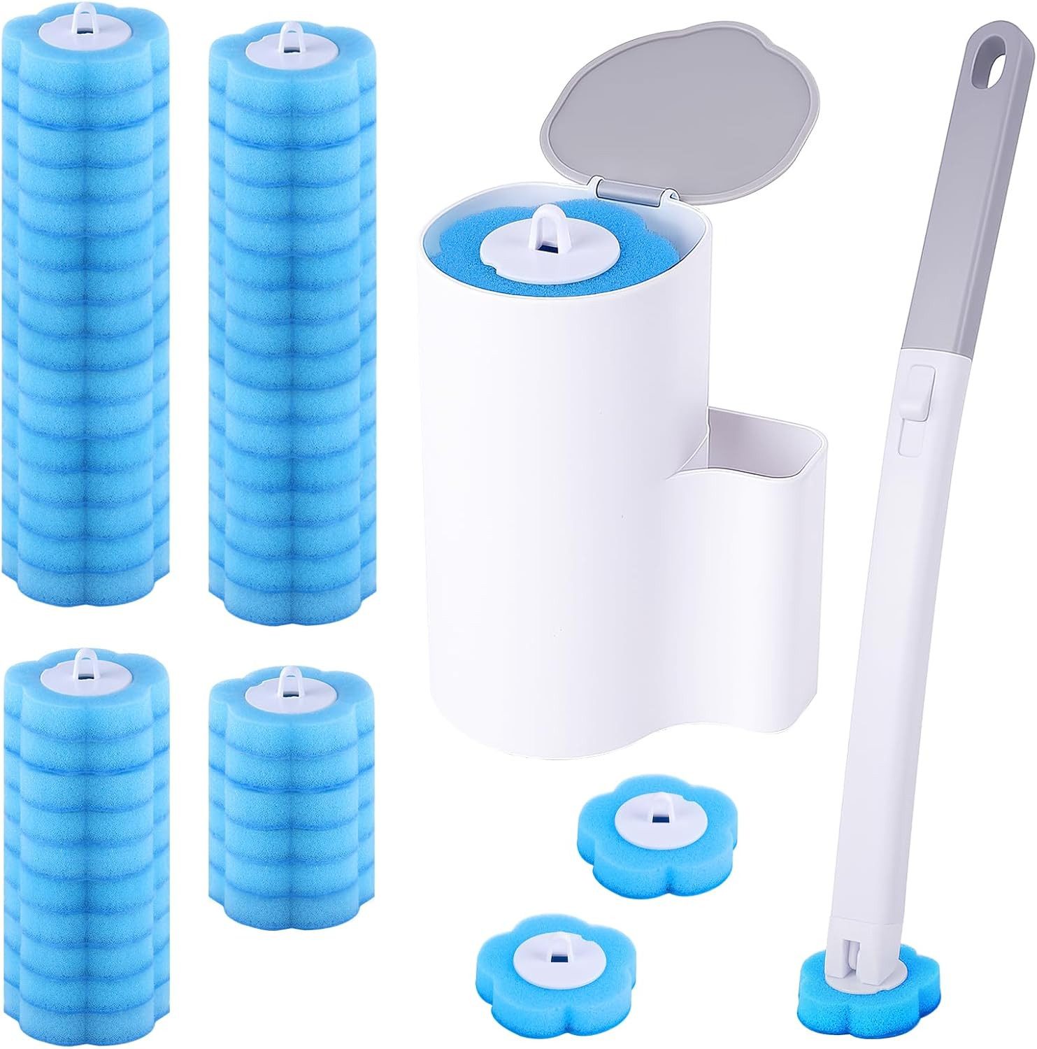 FELIXLEO WC-Reinigungsbürste Einweg Toilettenbürste mit 48 Nachfüllungen und Wandhalterung Bad, (1-tlg)