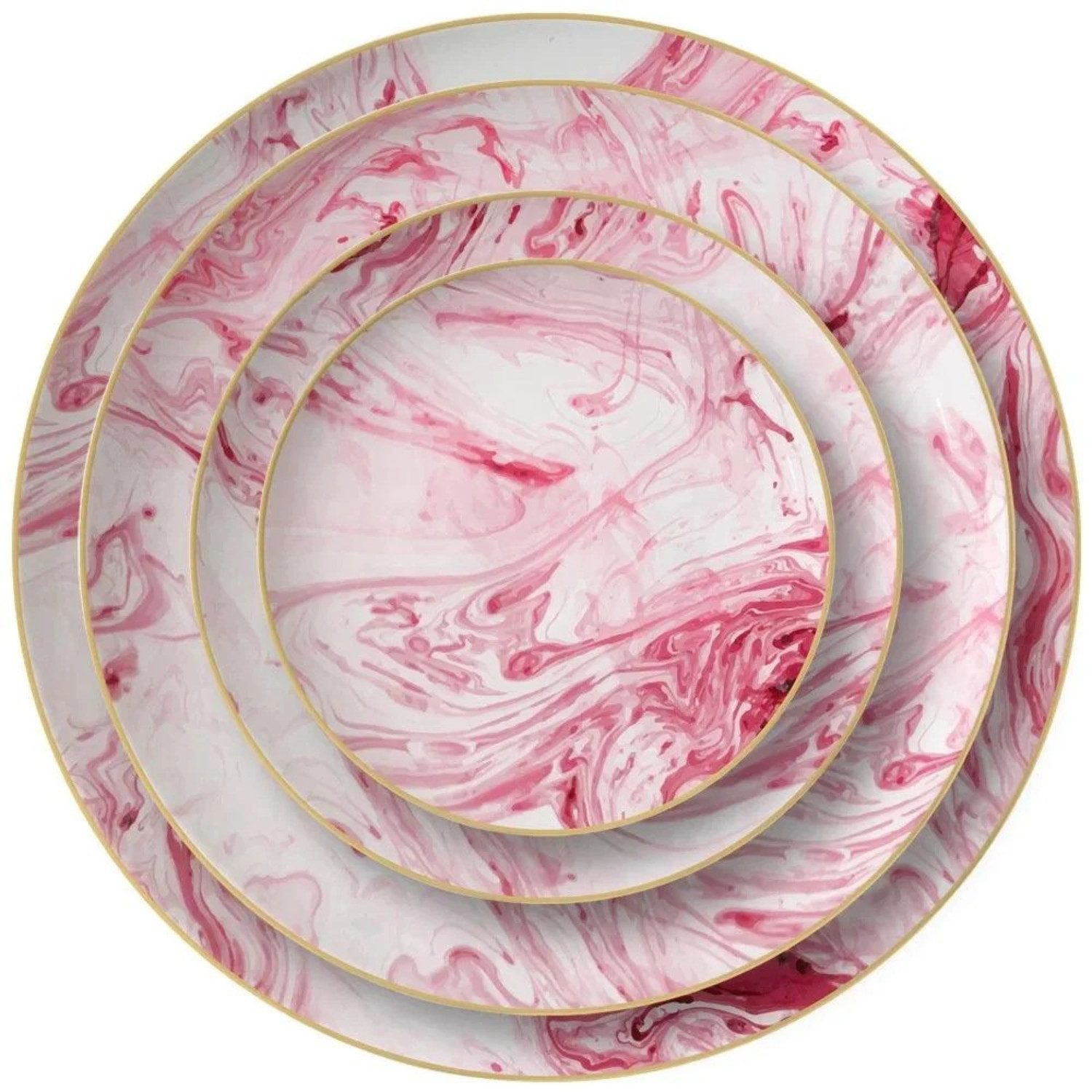 Quality Elegance Teller-Set Rosa Marmor Muster Luxus Bone China Geschirrset (4-tlg)