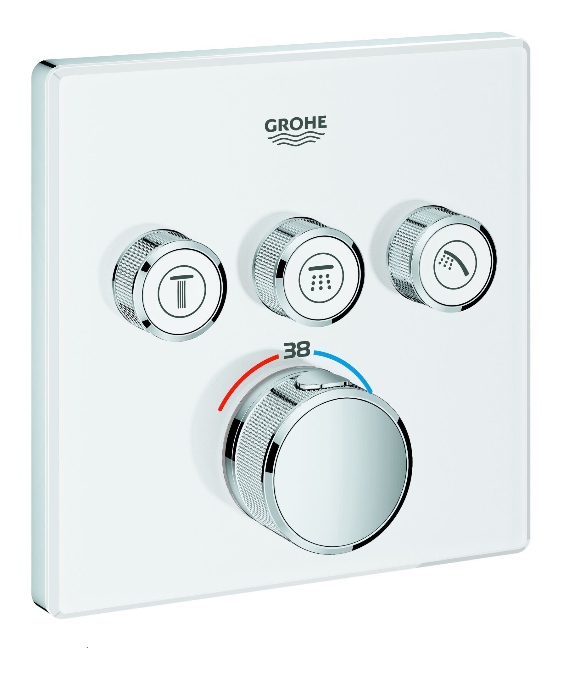 Grohe Unterputzarmatur Grohtherm SmartControl Thermostat mit 3 Absperrventilen Design eckig - Moon White