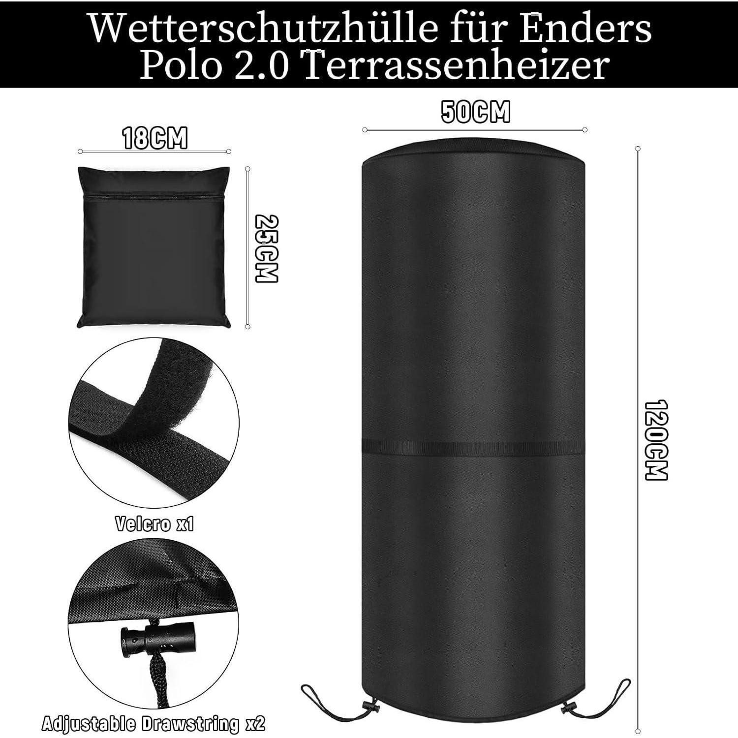 LuxusKollektion Heizstrahler-Schutzhülle Wetterschutzhülle Heizpilz Wasserdicht 420D Oxford Schwarz 50x50x120cm