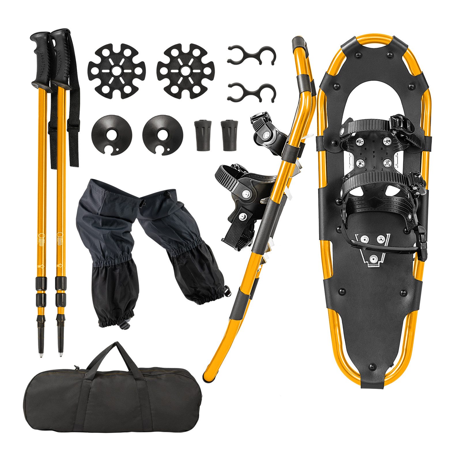 COSTWAY Schneeschuhe, 4-in-1 Schneeschuhe-Set, Schuhgröße 38-45, Gold