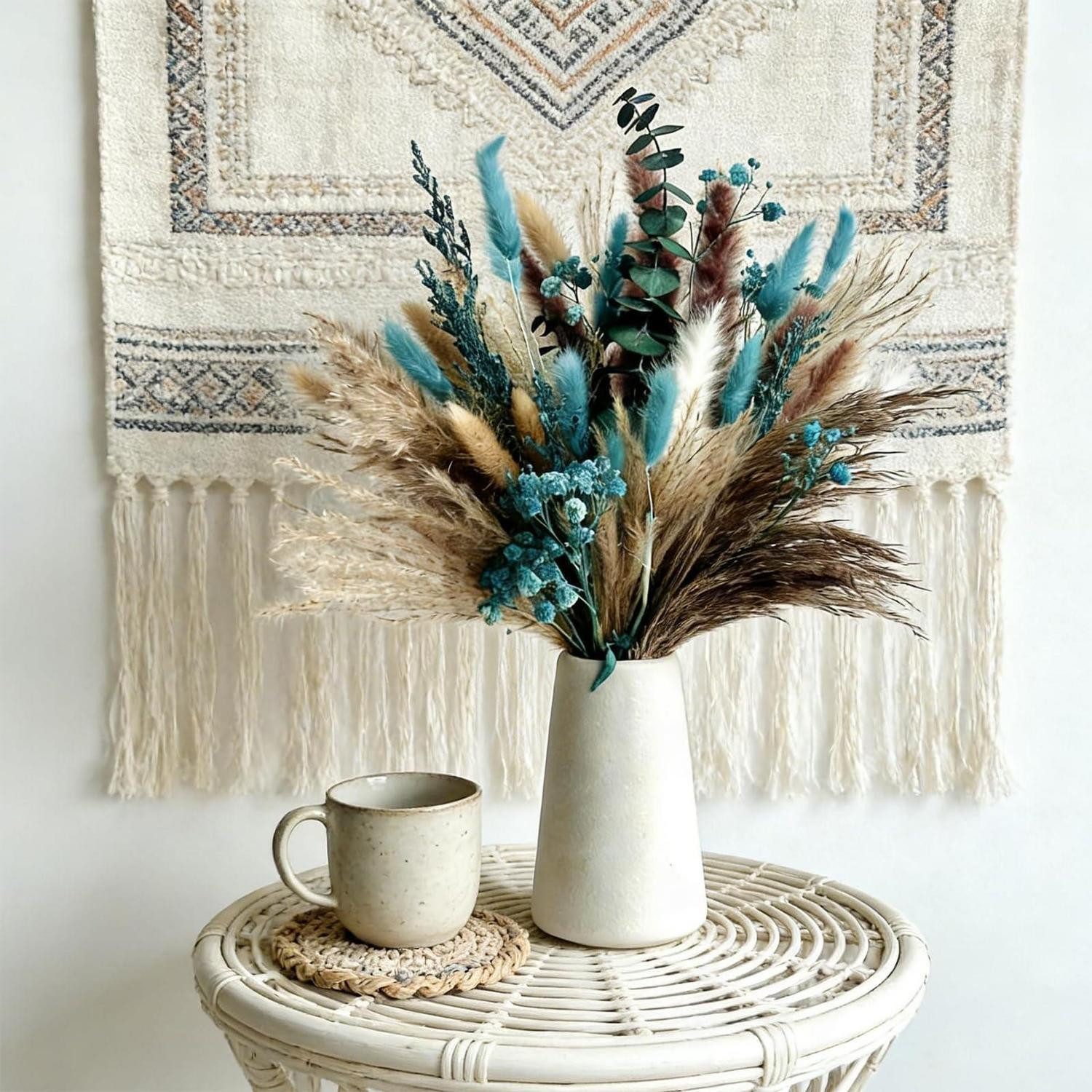 Trockenblume Trockenblumen Pampasgras 60tlg Boho Naturfarben, LuxusKollektion, Höhe 20 cm