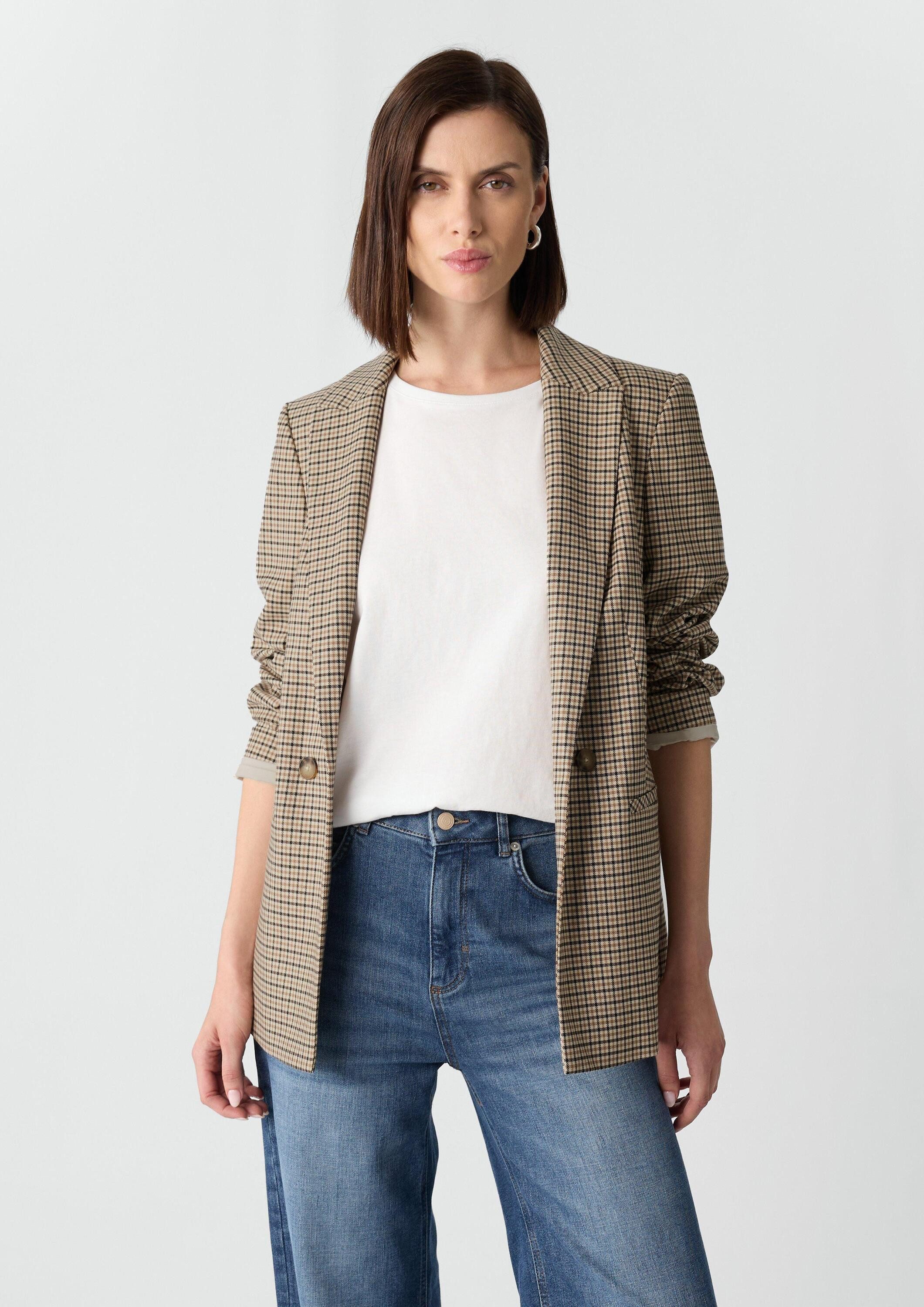 comma Jackenblazer Indoor-Blazer Karoblazer mit Zierknöpfen günstig online kaufen