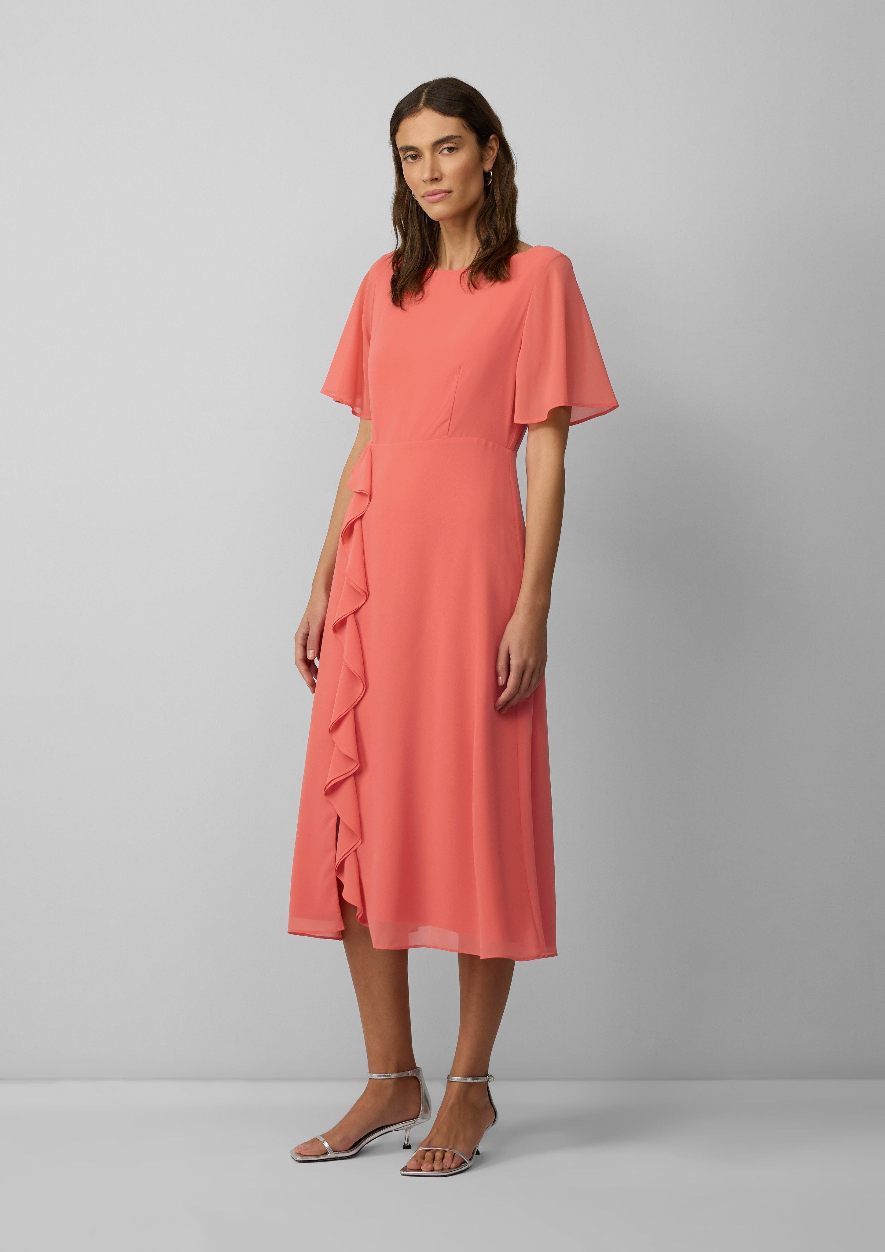Minikleid Chiffonkleid mit Volants und U-Boot-Ausschnitt