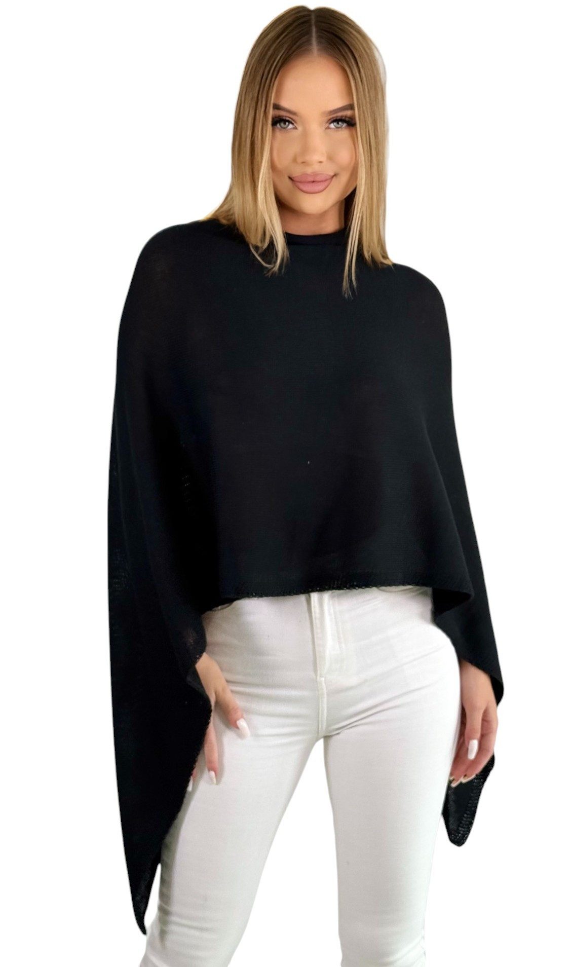 Mississhop Strickponcho Damen Poncho Cape Überwurf Strickponcho feiner Stri günstig online kaufen