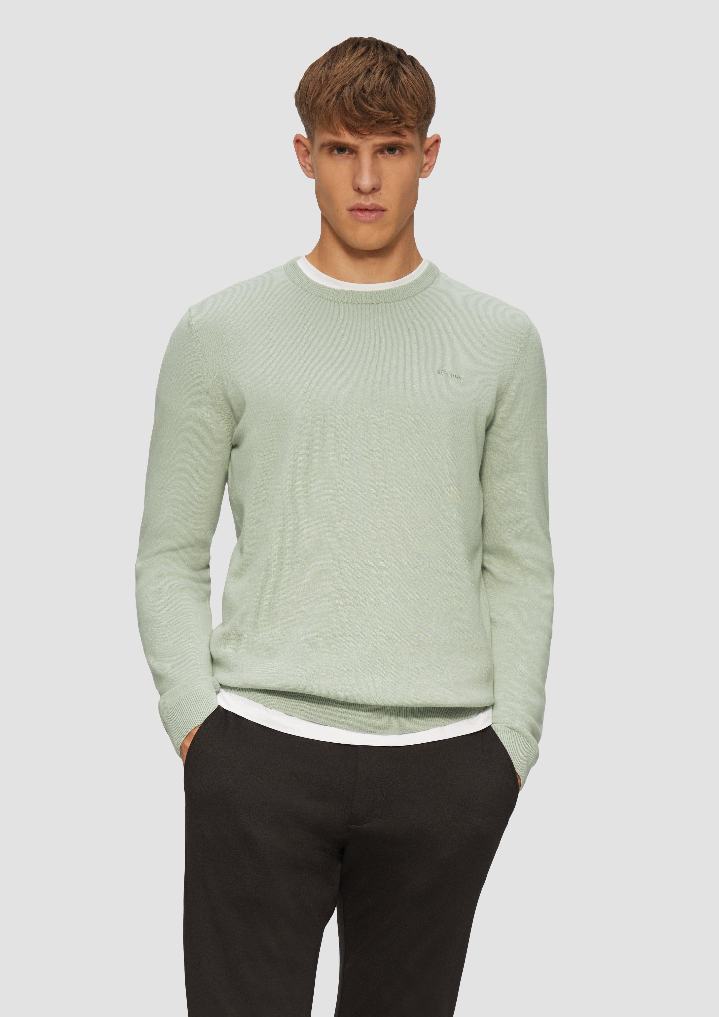 s.Oliver Strickpullover Strickpullover mit Logo-Stickerei Logo günstig online kaufen