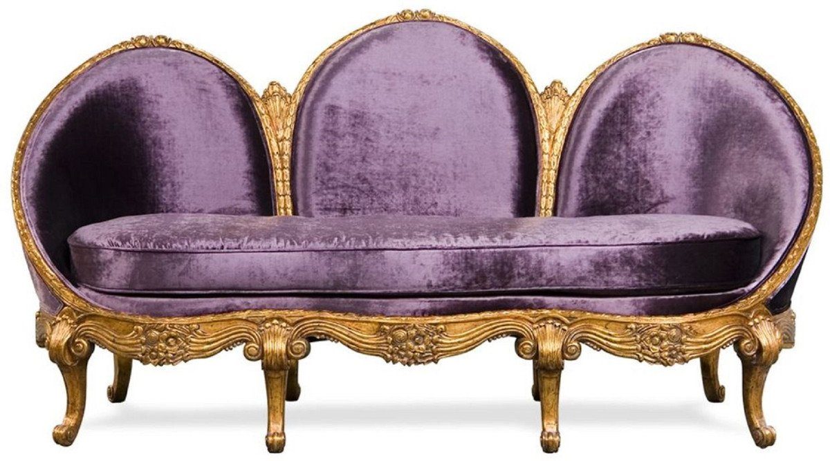 Casa Padrino Sofa »Luxus Barock Samt Sofa Lila / Antik Gold - Edles  Handgefertigtes Wohnzimmer Sofa im Barockstil - Barock Wohnzimmer Möbel -  Edel & Prunkvoll«