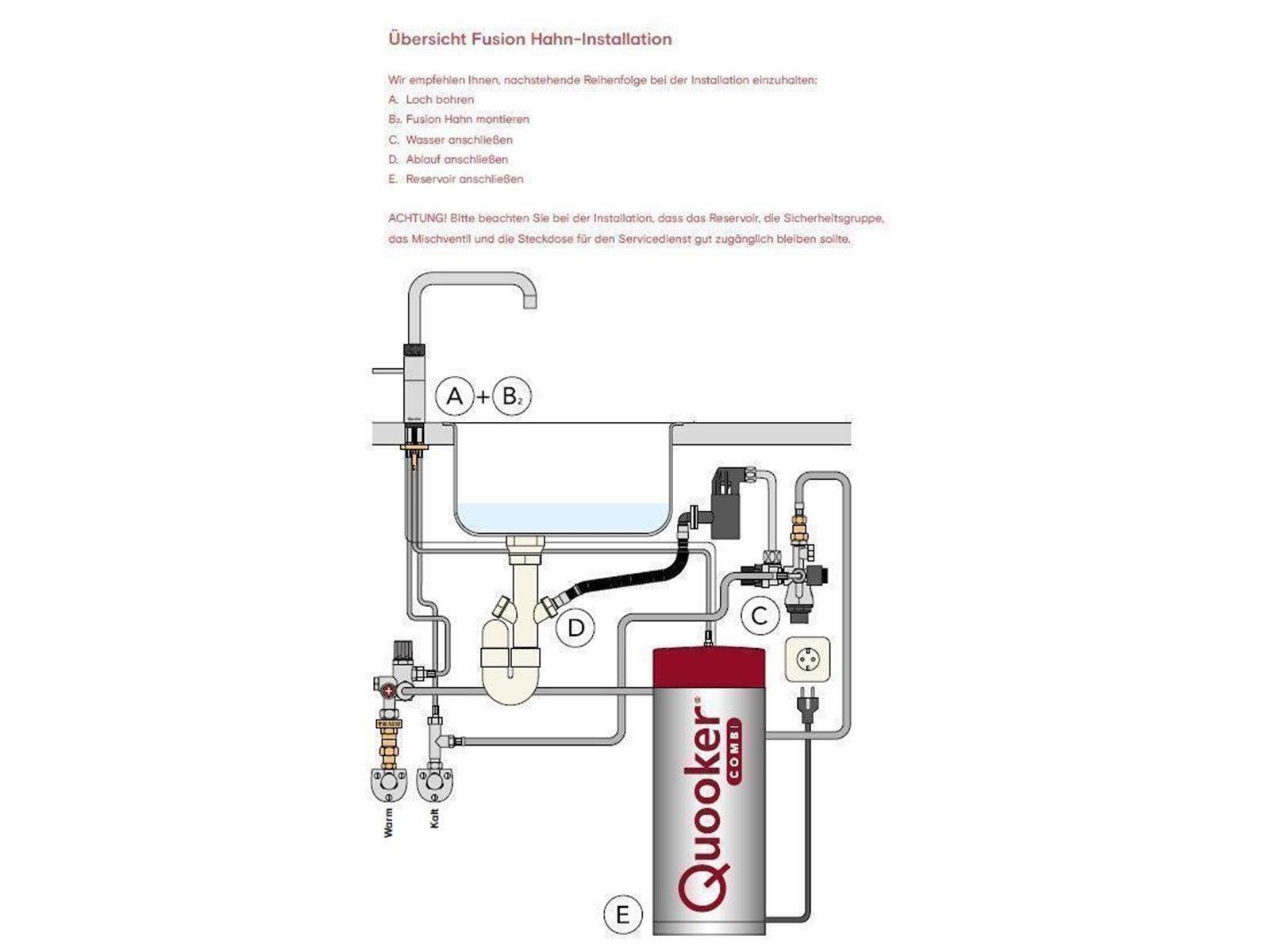 QUOOKER Küchenarmatur Fusion Square, COMBI+ Reservoir verchromt glänzend FNSCHR COMBI+ *inkl. 7 JAHRE GARANTIE*