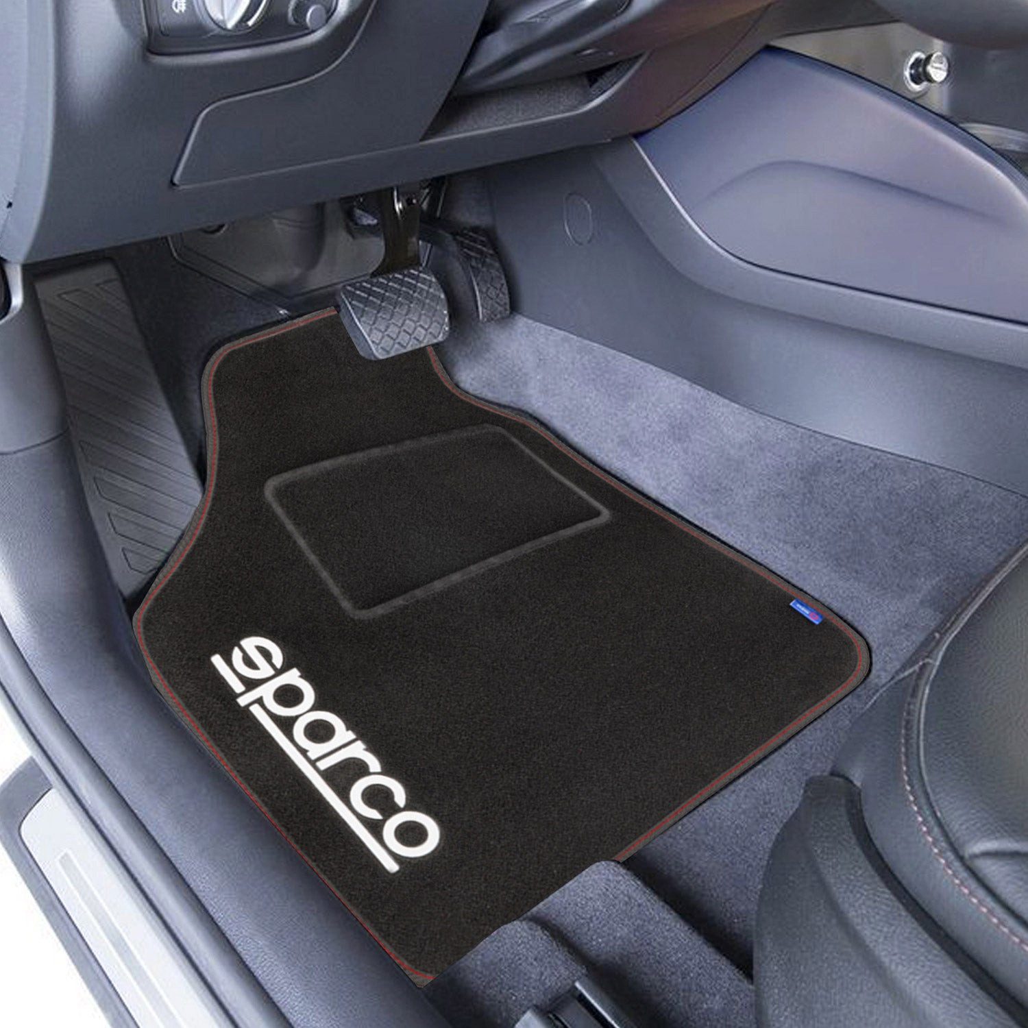 OMAC Auto-Fußmatten SPARCO Universal Rot Linie Alwetter Schwarz Rot 4 tlg, für die meisten Fahrzeuge die meisten Fahrzeuge, Faltbar,Leichtgewichtig,Leicht zu reinigen