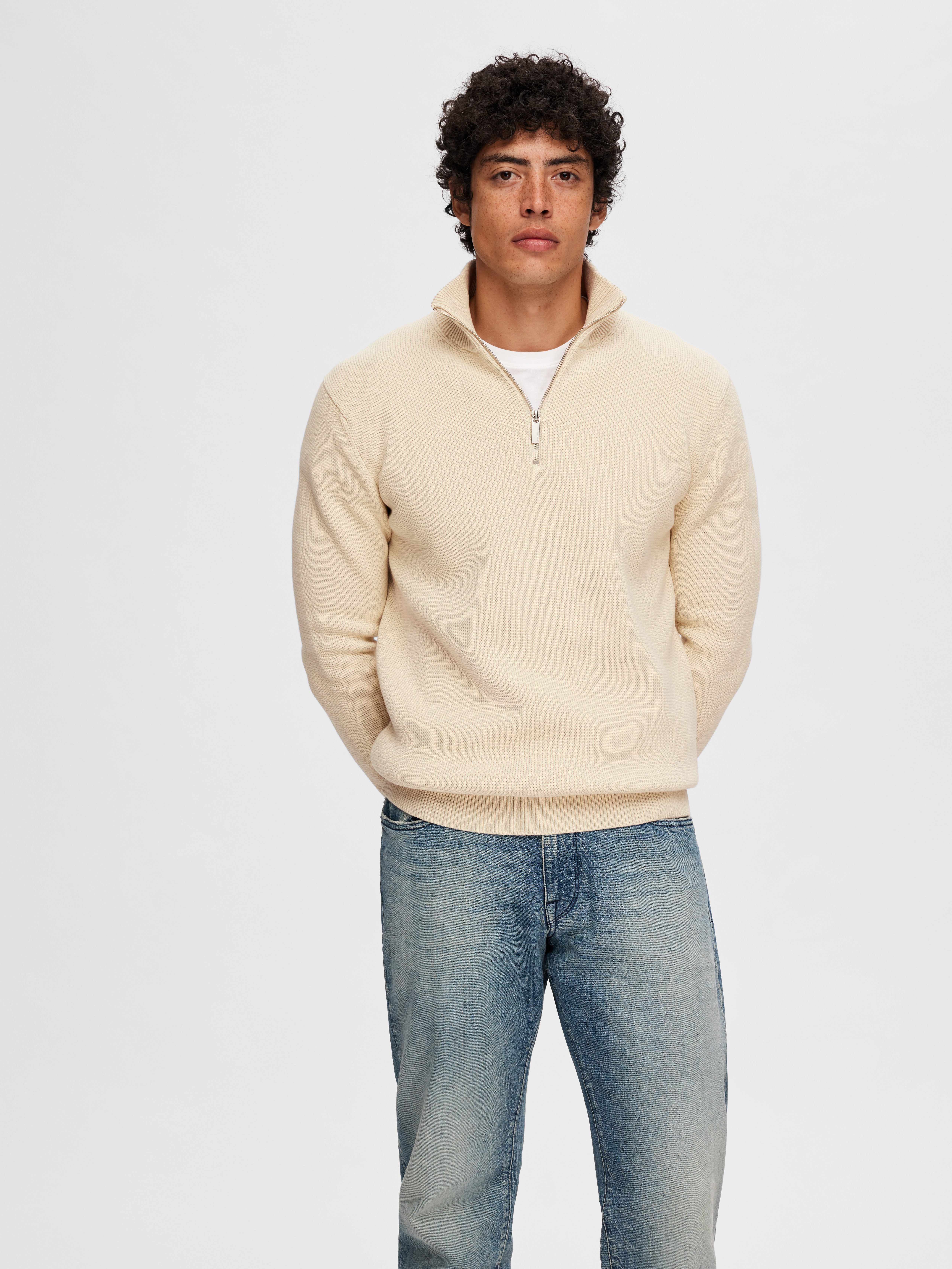 Selected Troyer SLHDANE LS KNIT STRUCTURE HALF ZIP NOOS Baumwolle, regular günstig online kaufen