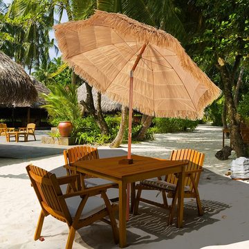 KOMFOTTEU Sonnenschirm Hawaii Strandschirm Gartenschirm, mit Verankerung rund