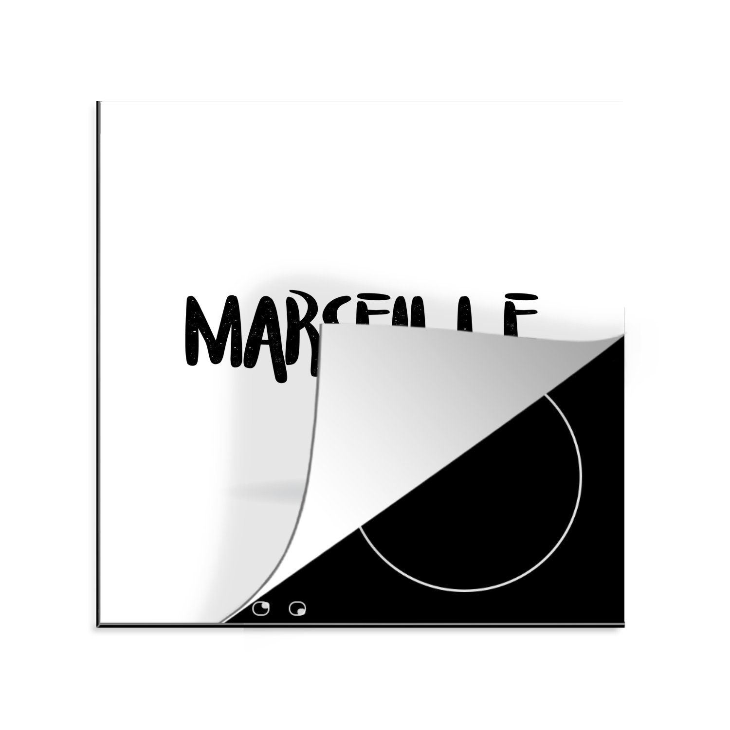 Ceranfeldabdeckung, Vinyl, tlg), Herdblende-/Abdeckplatte 78x78 Arbeitsplatte Stadtname (1 MuchoWow in küche für Marseille Der Frankreich, von cm,