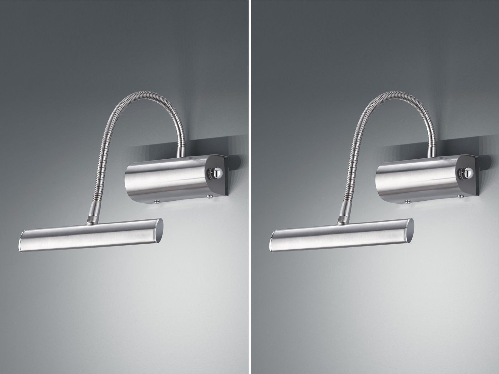 TRIO Leuchten LED Bilderleuchte, Dimmer, LED fest integriert, Warmweiß, 2er Set innen, Bilderleuchte Nachttisch Flexarm dimmbar Silber, H 35cm