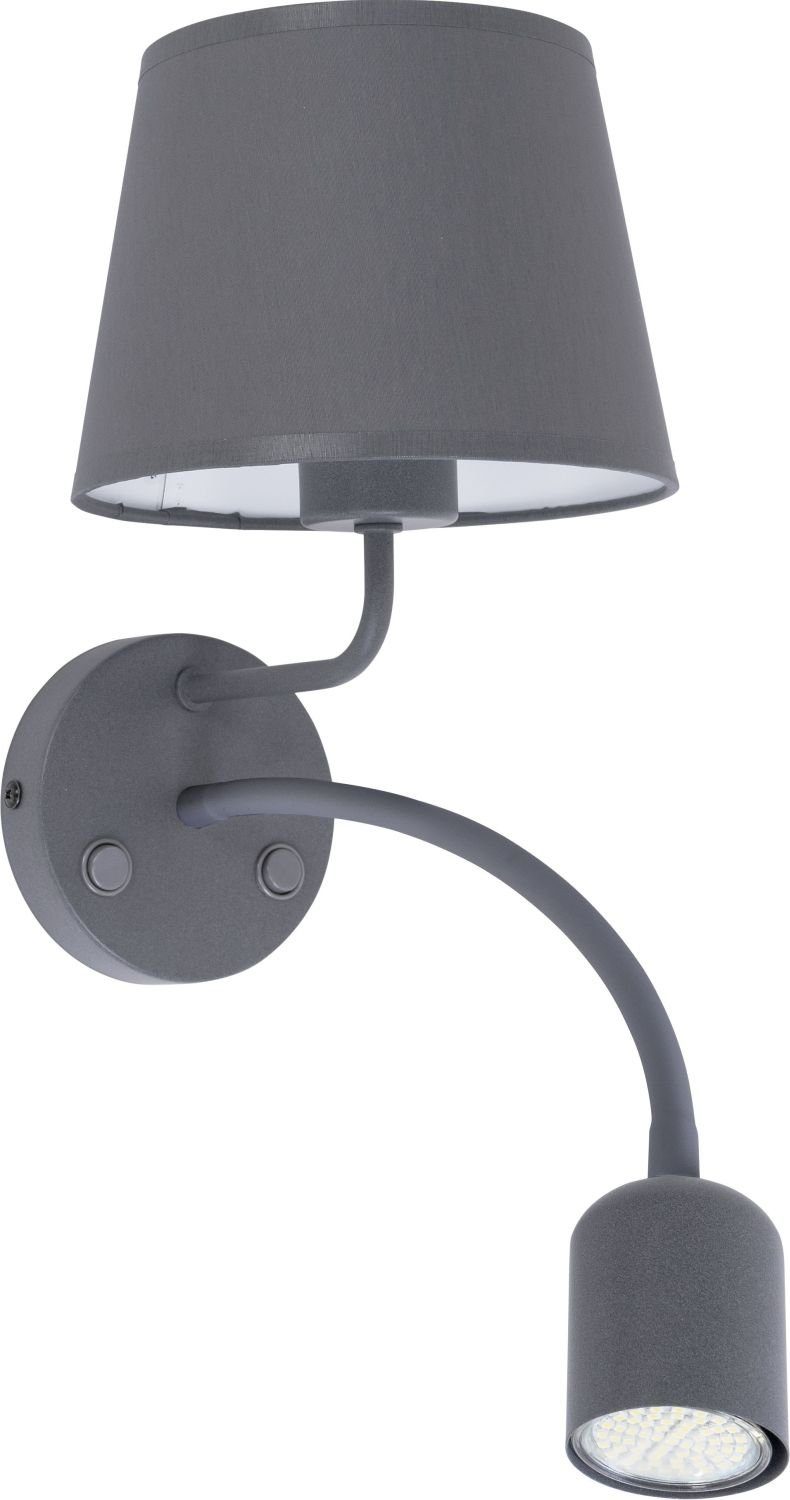 Licht-Erlebnisse Wandleuchte MAJA, ohne Leuchtmittel, Moderne Wandlampe mit  Schalter Grau Flexarm Leseleuchte Bett Lampe