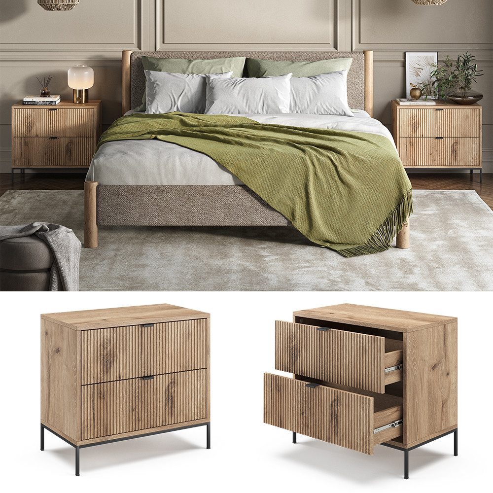 Vicco Nachtschrank Eliza, Viking Oak, 2er günstig online kaufen