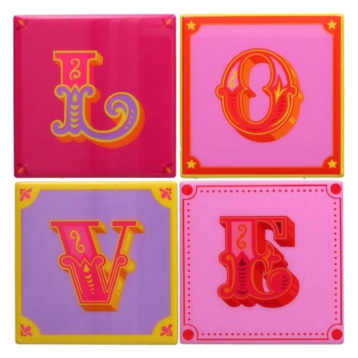 Giftcompany Getränkeuntersetzer Glasuntersetzer Love Tiles Love (4er-Set)