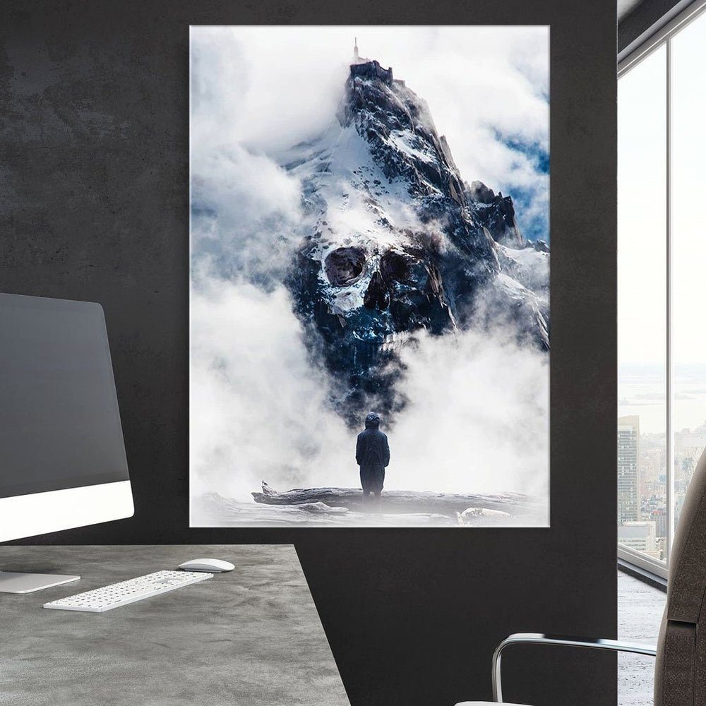 Leinwandbild natur Mountain, blau Mountain mann ohne Bad DOTCOMCANVAS® Wandbild Bad schwarz weiß berg Rahmen motivation