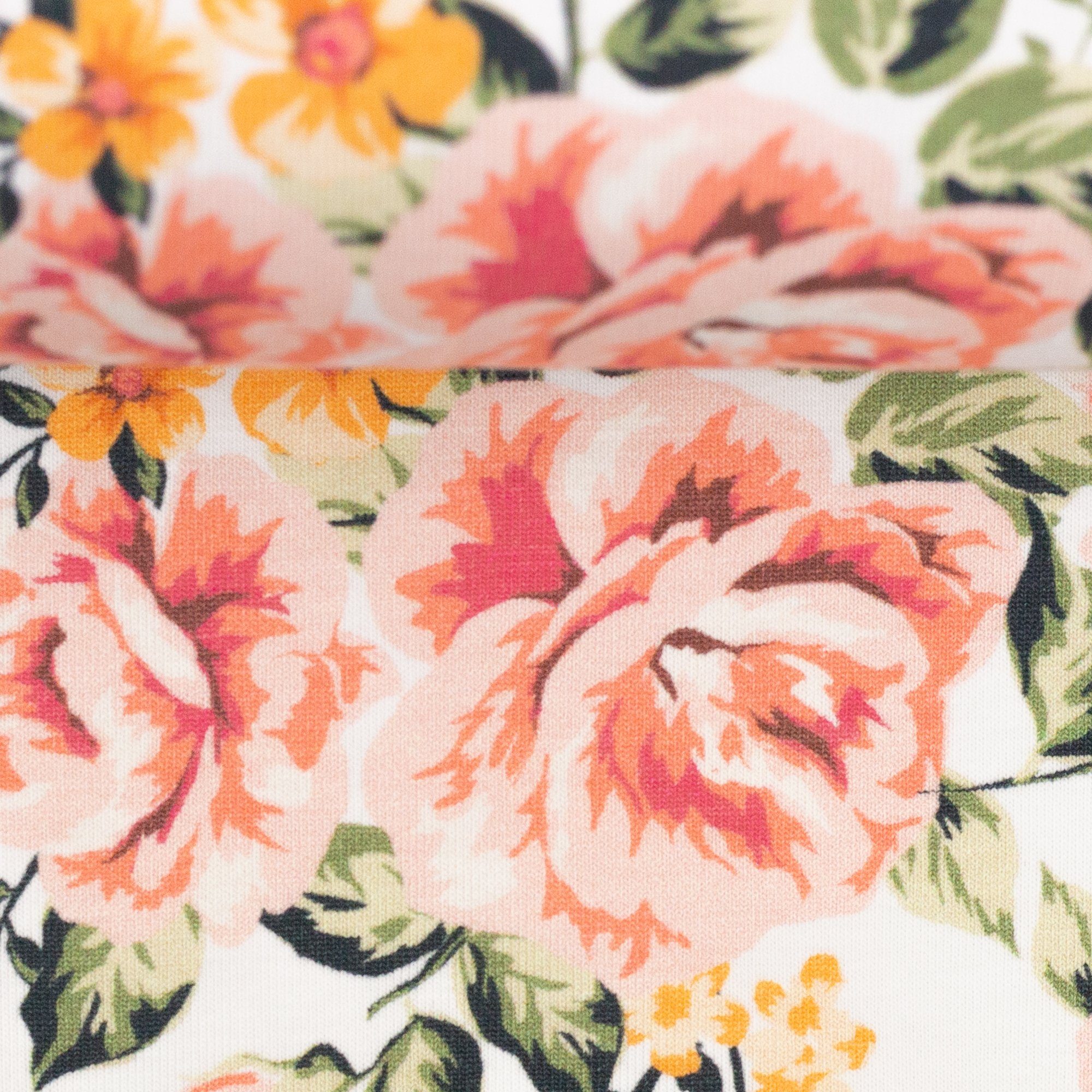 larissastoffe Stoff Jersey Blumen Rosen, Swafing Jonne weiß, Meterware, 50 cm x 150 cm