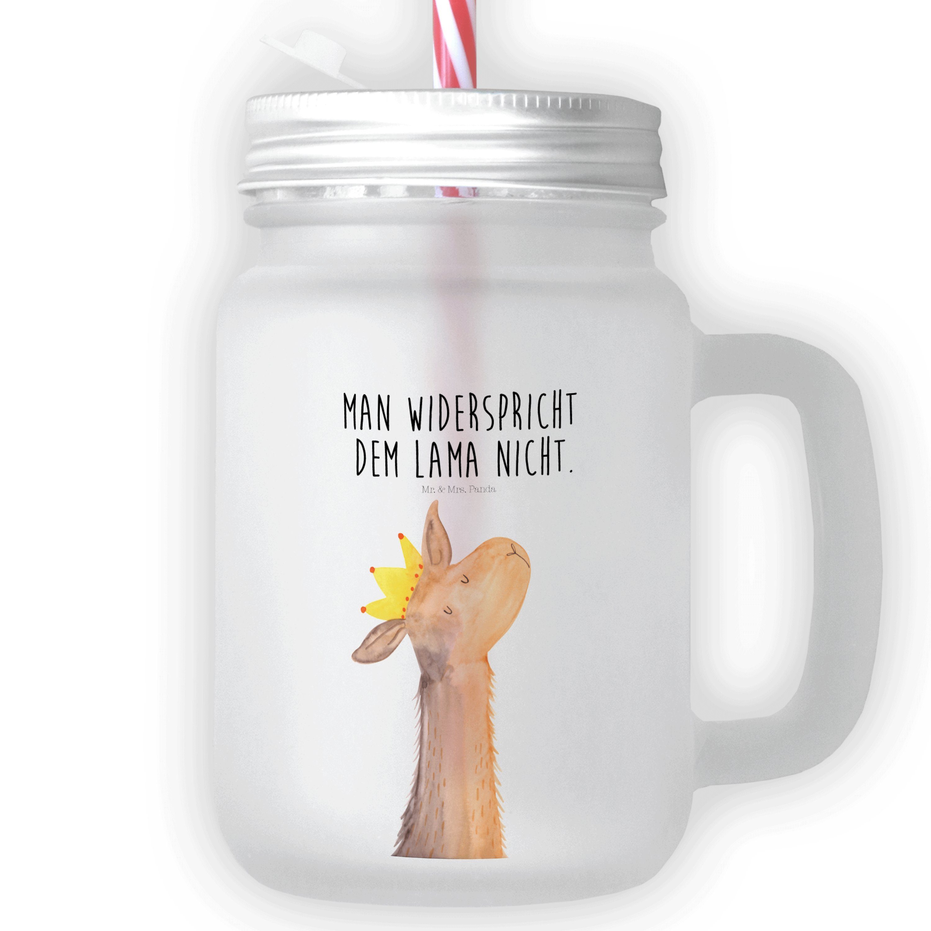 Mr. & Mrs. Panda Cocktailglas Lamakopf König - Transparent - Geschenk, Retro-Glas, Alpaka, Cocktail, Premium Glas