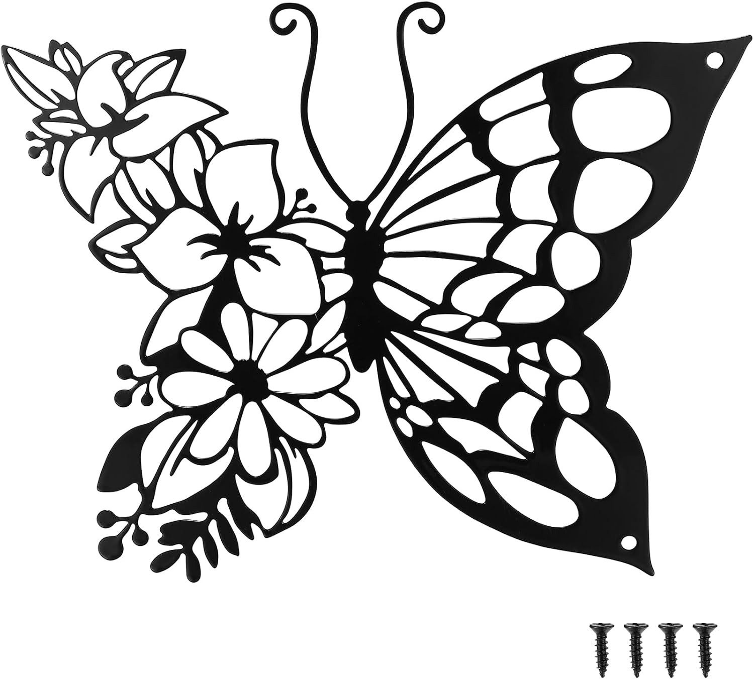 FELIXLEO Wandkerzenhalter Metall Wanddeko Schmetterling Schwarz Wanddekoration Wohnzimmer Deko (1 St)