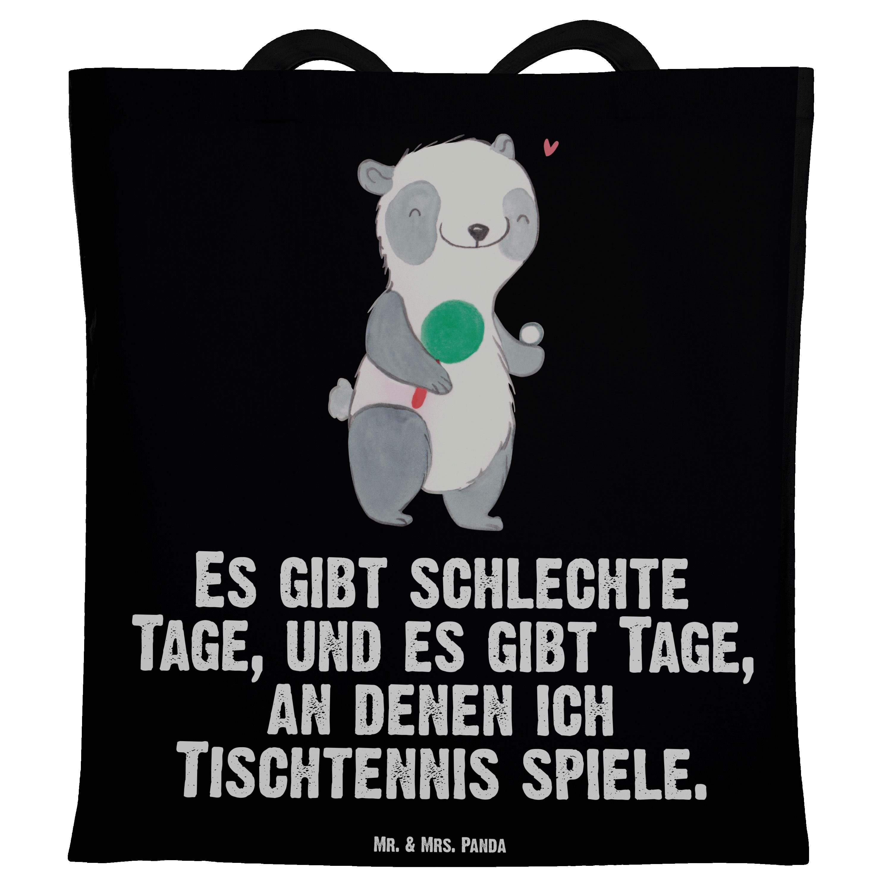 Mr. & Mrs. Schwarz Einkaufstasche, (1-tlg) Panda Tragetasche Panda - Tischtennis - Tischten Geschenk, Tage