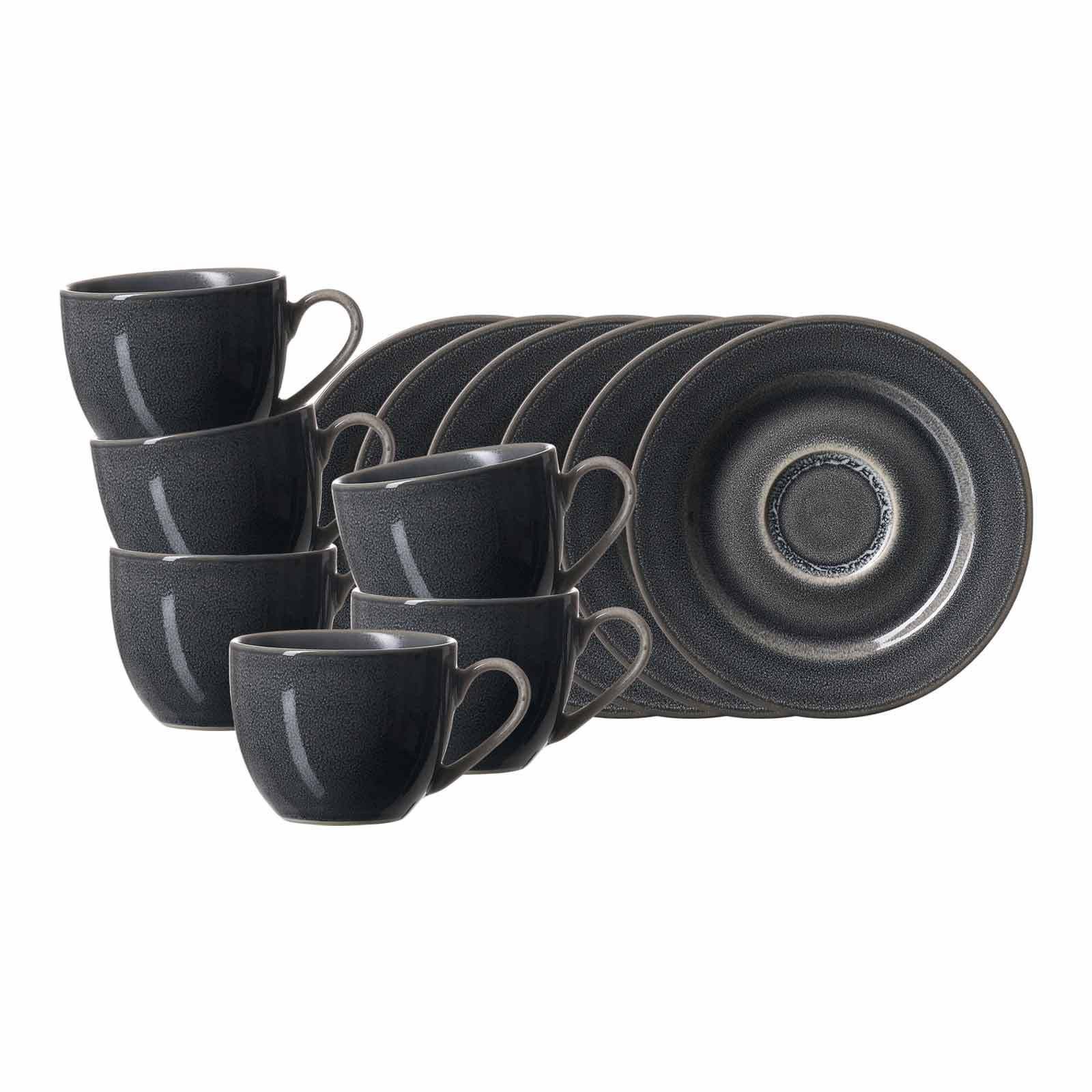 Ritzenhoff & Breker Tasse Toledo Espressotassen mit Untertassen 90 ml, 6-tlg., Steinzeug