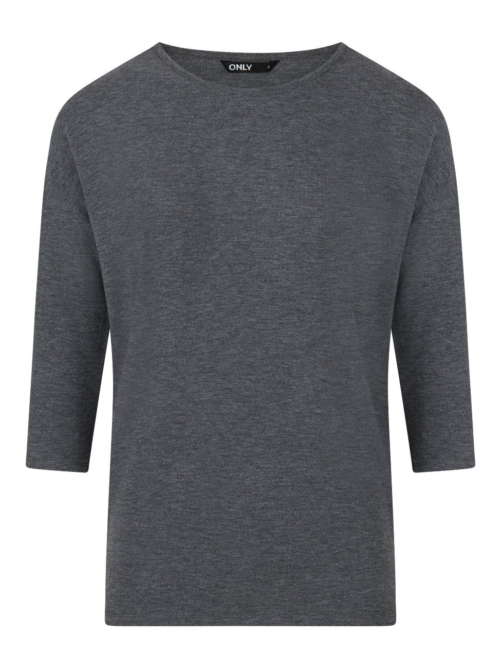 Ärmel Dark Regular ONLY ONGLAMOUR (15289509) (2-tlg) Rundhalsausschnitt Grey mit Basic Fit Top 3/4 Shirt Melange Damen 3/4 Arm T-Shirt