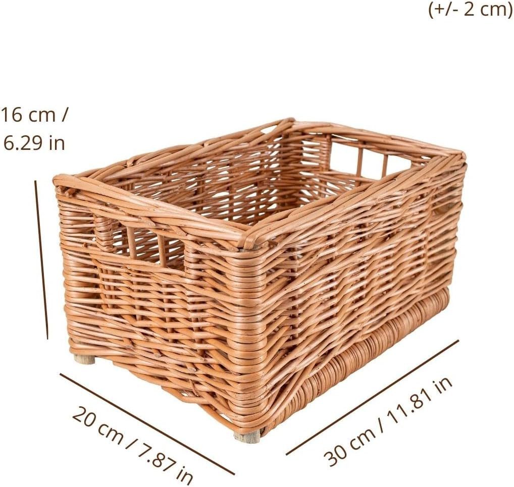 Creative Home Holzkiste Weidenkorb Aufbewahrungskorb, Handgeflochten, Haltbar (1 St), Korb Geflochten Naturkorb mit Griffen Aufbewahrung